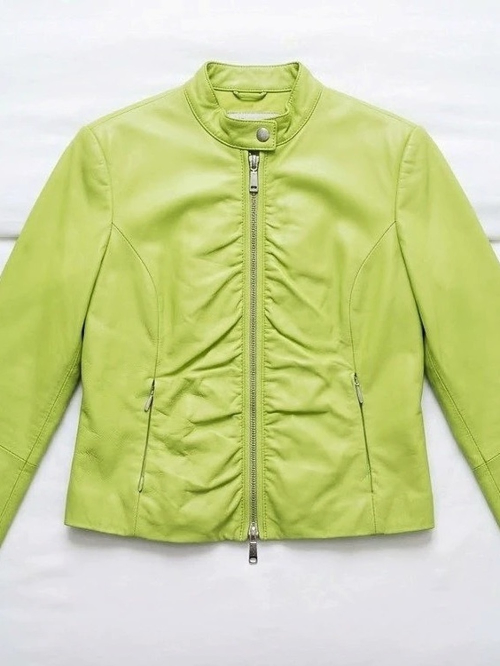Wilsons Leather Maxima Lime Green Leather Zip Jacket